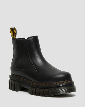 Black Men's Dr Martens Audrick Nappa Leather Platform Ankle Boots | CA 431BEX